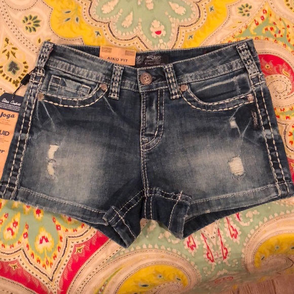 Silver Jeans Pants - Silver shorts